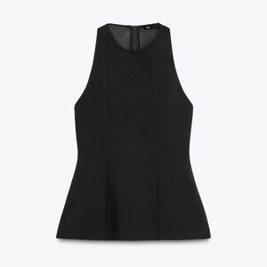 PLEATED HALTER TOP ZW COLLECTION BLACK NWT L